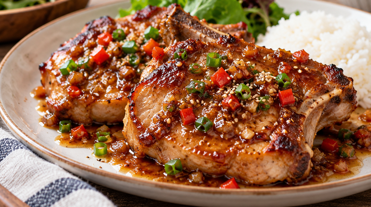 The Best Easy Honey Garlic Pork Chops Recipe (Korean-Style)